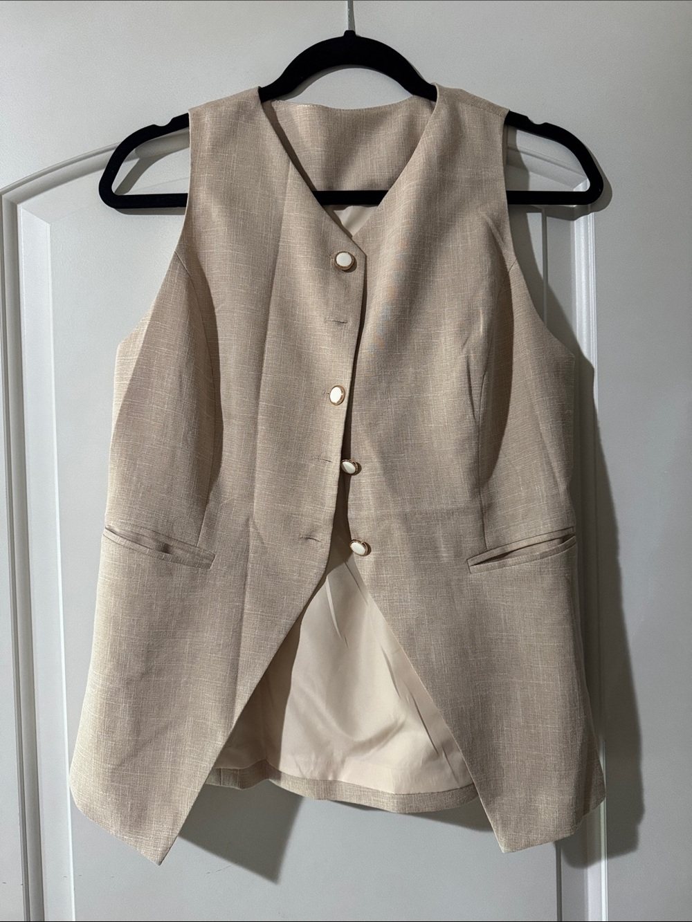 Beige Womens Tailored Vest size medium